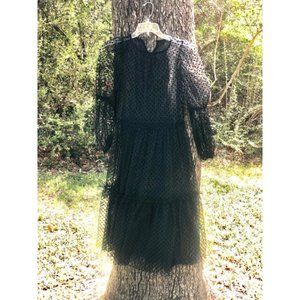 See Through Goth Hippy Puffy Sleeved polka dot lon